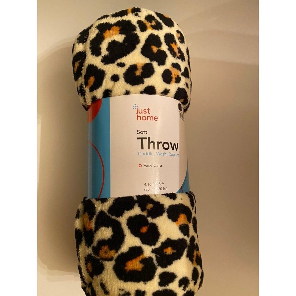 Leopard Print Throw 50” x 60” - Picture 2 of 4